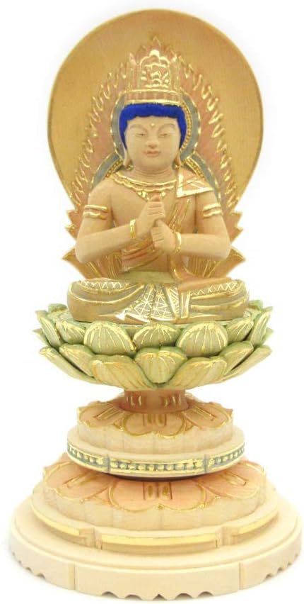 木彫り小葉黄楊木 木製彫刻 釈迦如来 大日如来 (真言宗) 坐像 高